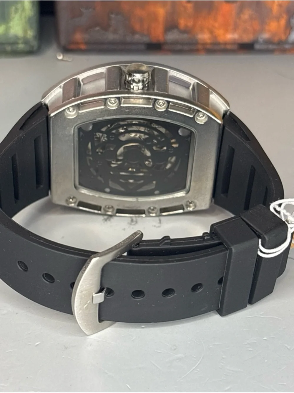 BiBi Automatic Men's Black and Yellow Skeleton Dial Sport Watch